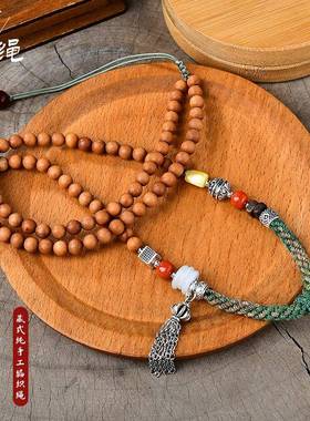 小红书藏式吊坠绳老藏银搭配老山檀蜜蜡原创DIY珠链项链绳民族风