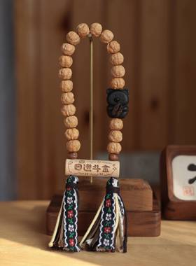 原创猴头蛤蟆背手持搭配黑檀小熊榉木日进斗金库克汉堡珠文玩手链