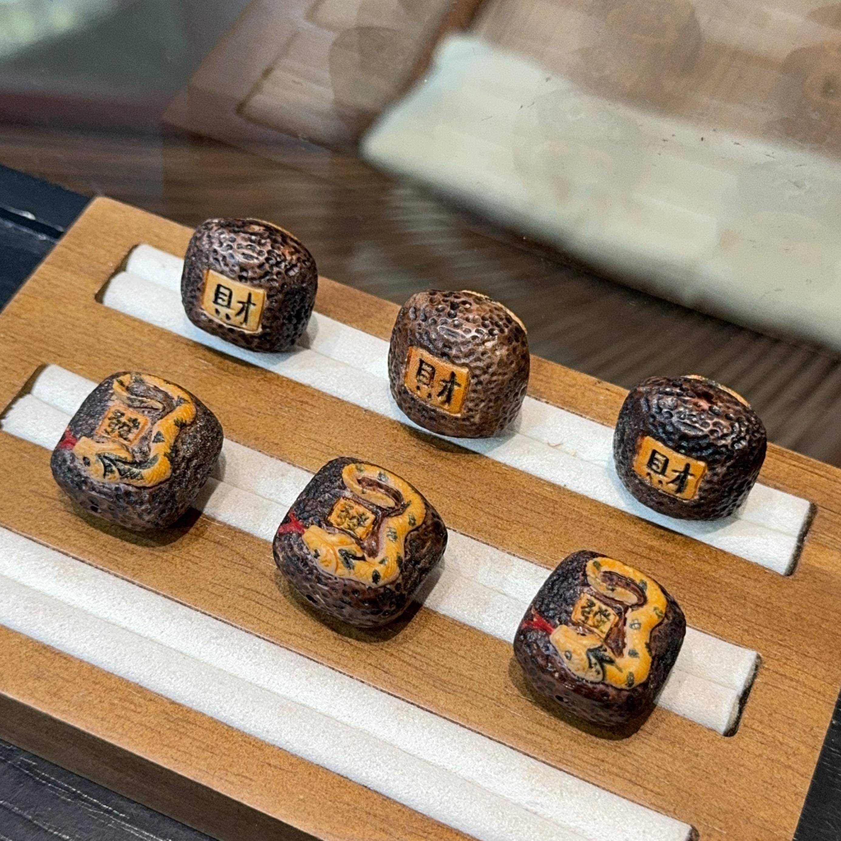鹿角根付发财方块 diy配件手工编绳串珠项链文玩佛珠挂件手链配饰