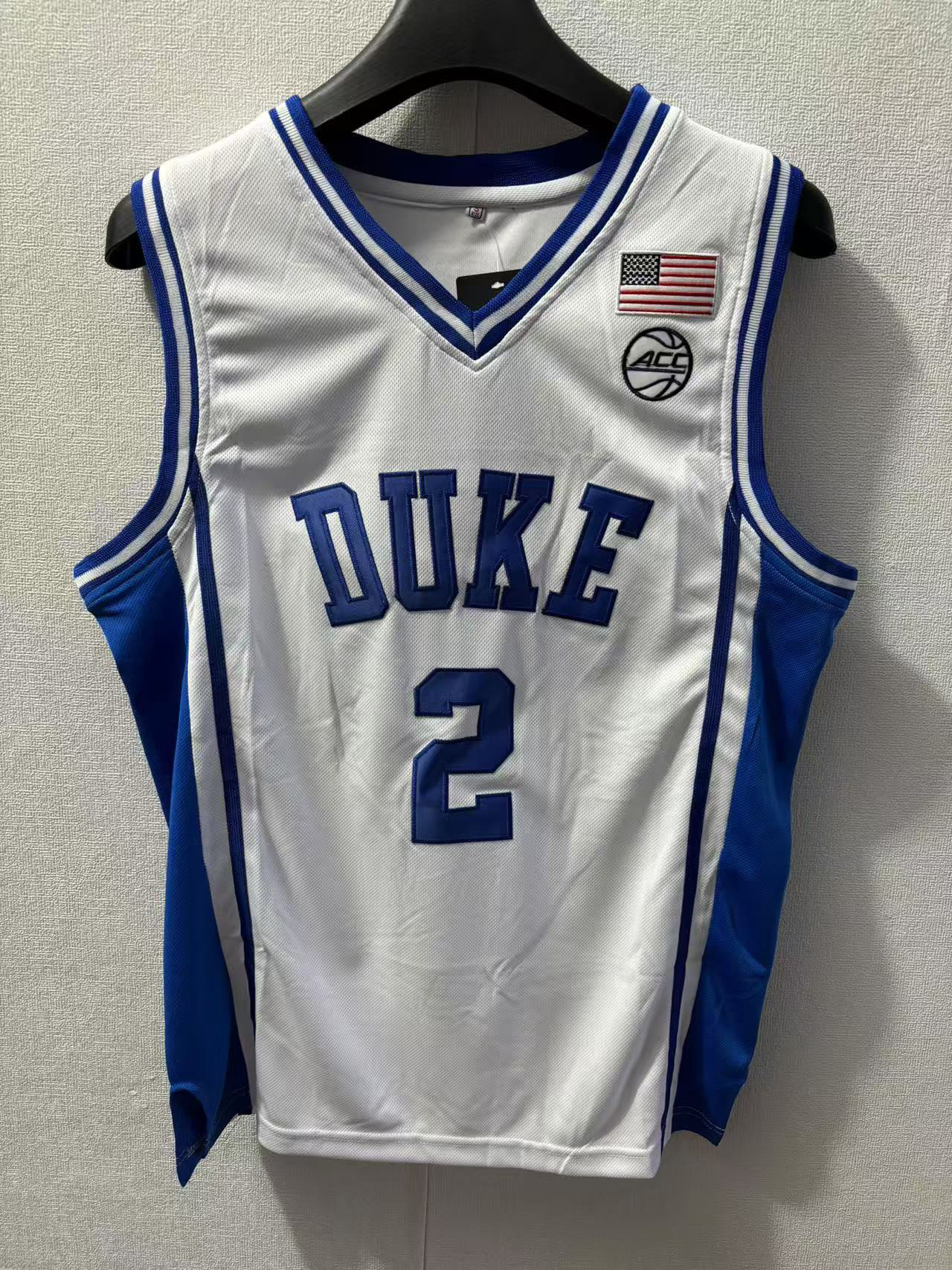 2号弗拉格DUKE大学白色彩蓝色深蓝色黑色刺绣球衣运动休闲篮球服