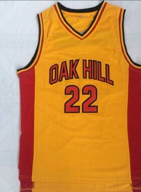 安东尼橡树山高中22号黄色红色刺绣球衣复古风格时尚潮流个性背心