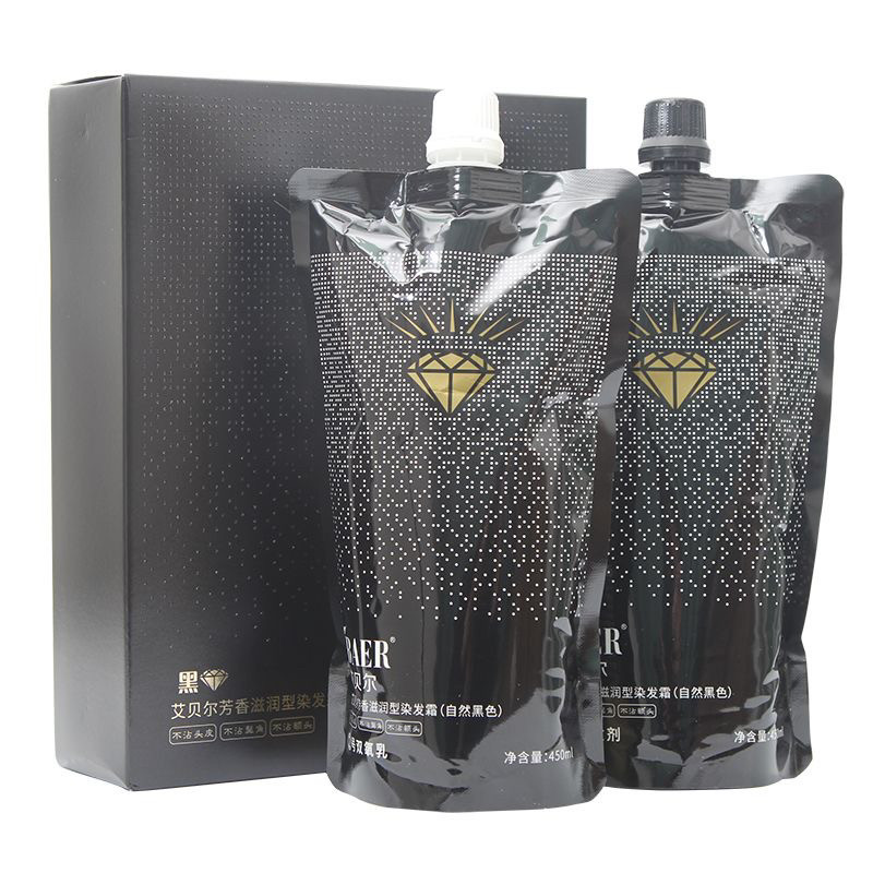 艾贝尔黑钻黑发霜黑色植物染发膏染发剂男士女士中老年不沾头皮