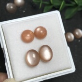 耳钉料 天然太阳石日光石橙月光椭圆形戒面裸石镶嵌编绳绕线耳钉