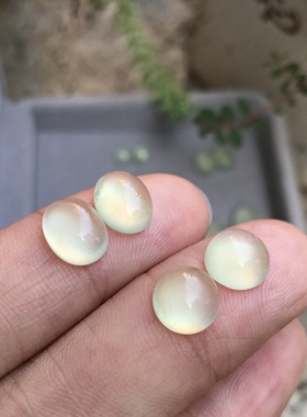 耳钉料2！天然绿葡萄石椭圆戒面裸石蛋面镶嵌绕线耳钉一物一图