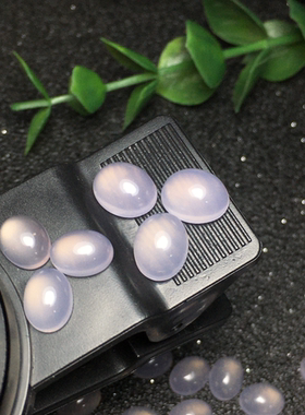 天然粉玉晶椭圆形粉晶戒面裸石可镶嵌戒指吊坠耳钉手链6*8mm