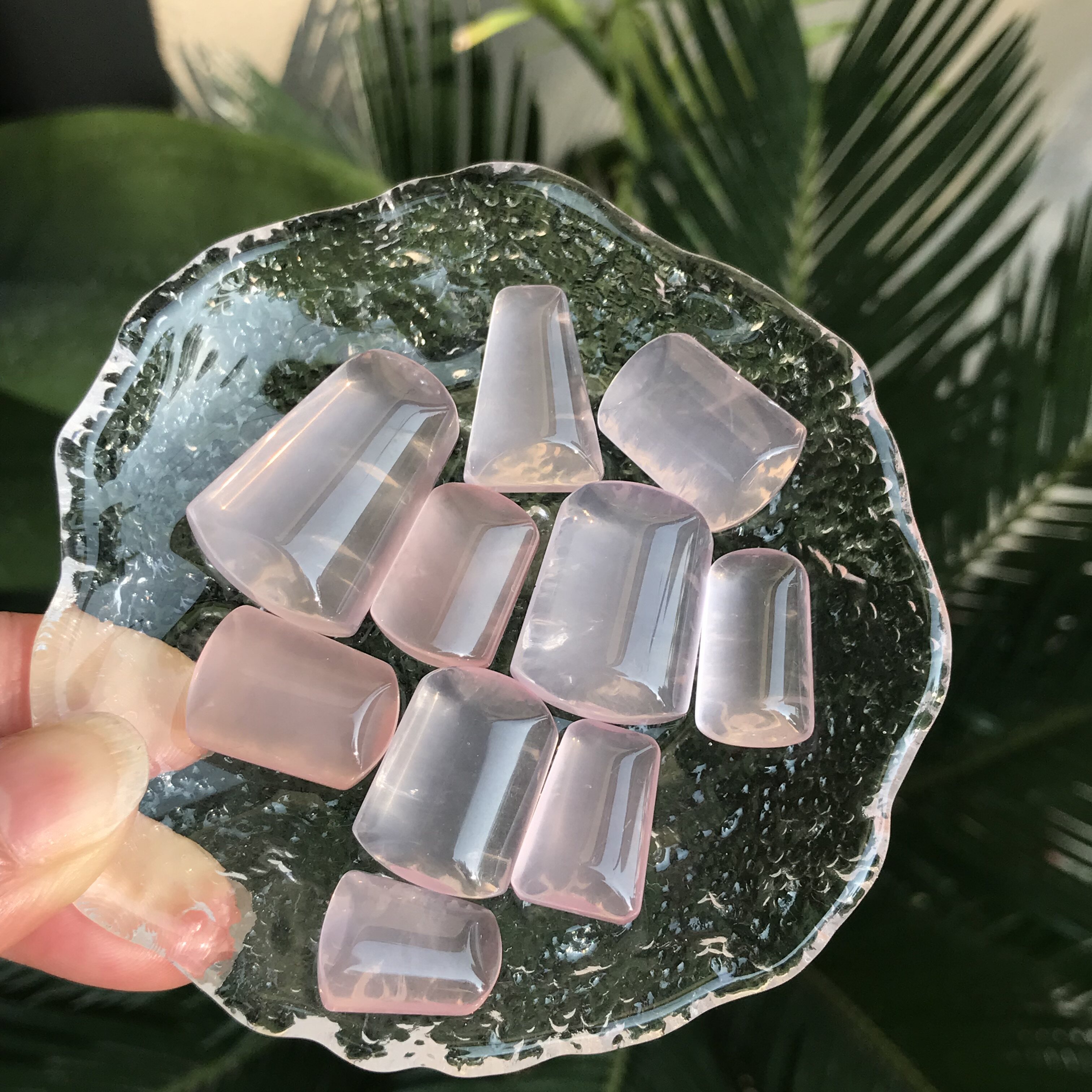 粉水晶无事牌!天然粉水晶吊坠裸石无孔可做项链 打孔需备注