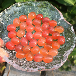 天然冰种南红椭圆形戒面樱桃红色非料镶嵌绕线戒指吊坠耳钉手链