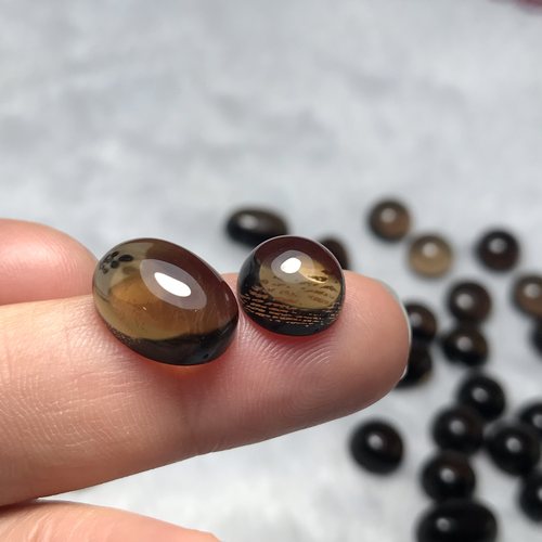 天然茶水晶蛋面椭圆形戒面裸石