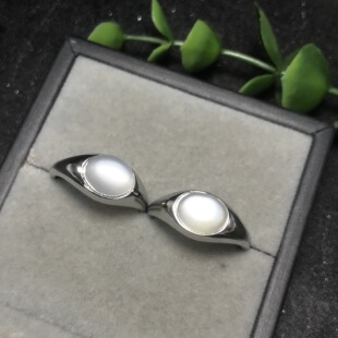 A016天然星辉月光石戒指7 9mm月光石铜托非s925纯银戒指ZC