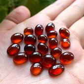 2A量款 蛋面天然橙红石榴石戒面裸石可镶嵌编绳戒指吊坠耳钉手链