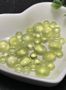 天然金葡萄石裸石戒面可镶嵌编绳绕线戒指吊坠耳钉手链有棉裂