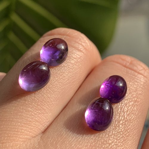 天然蛋面棉裂体紫水晶颗粒裸石镶嵌编绳戒指吊坠耳钉手链圆形椭圆