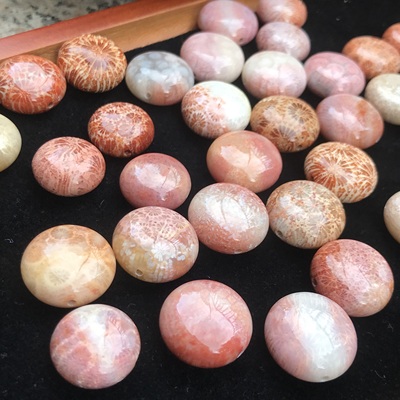 天然珊瑚玉菊花玉小圆饼扁珠通孔