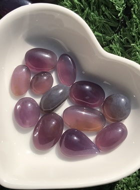 天然灰紫玉髓玛瑙裸石椭圆/水滴