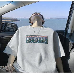 圆领宽松潮牌上衣青少年国潮半截袖 280G重磅民族风短袖 t恤男夏季