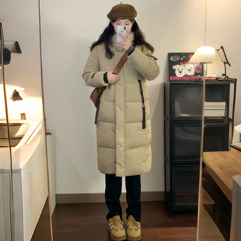 明星同款羽绒棉服女中长款百搭