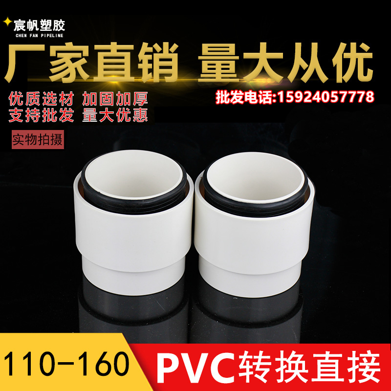 镀锌管转换PVC管接头排水管接头铁管变PVC管110/160/4寸/6寸变换-封面