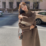 现货咖色双面尼大衣290A-3332-P275-K388，女装毛呢外套，浙宝290A