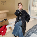 黑色立领撞色双面羊绒大衣女秋冬超火好看高级小众中长毛呢厚外套，女装毛呢外套，2B110