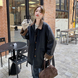 港风复古气质PU皮90绒羽绒服女2025年冬季新款显瘦加厚白鸭绒外套，商品下架区，浙宝290A