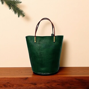 复古头层植鞣牛皮包包托特包小众森系手提包小个子包包百搭水桶包