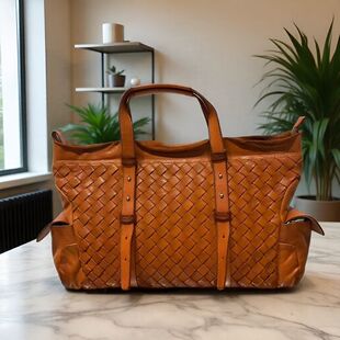 进口皮重工编织植鞣牛皮大容量手提单肩斜挎皮质旅行包包