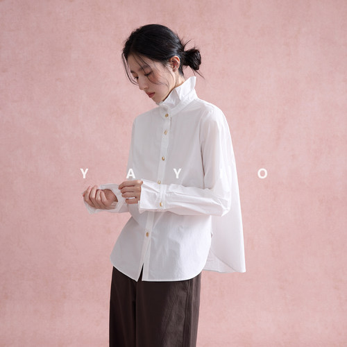 YAYIO长绒棉环保染色立领衬衫