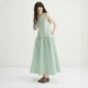 YAYIO 度假长裙 圆领拼接连衣裙女2025嫩绿色纯棉无袖 夏季 新款