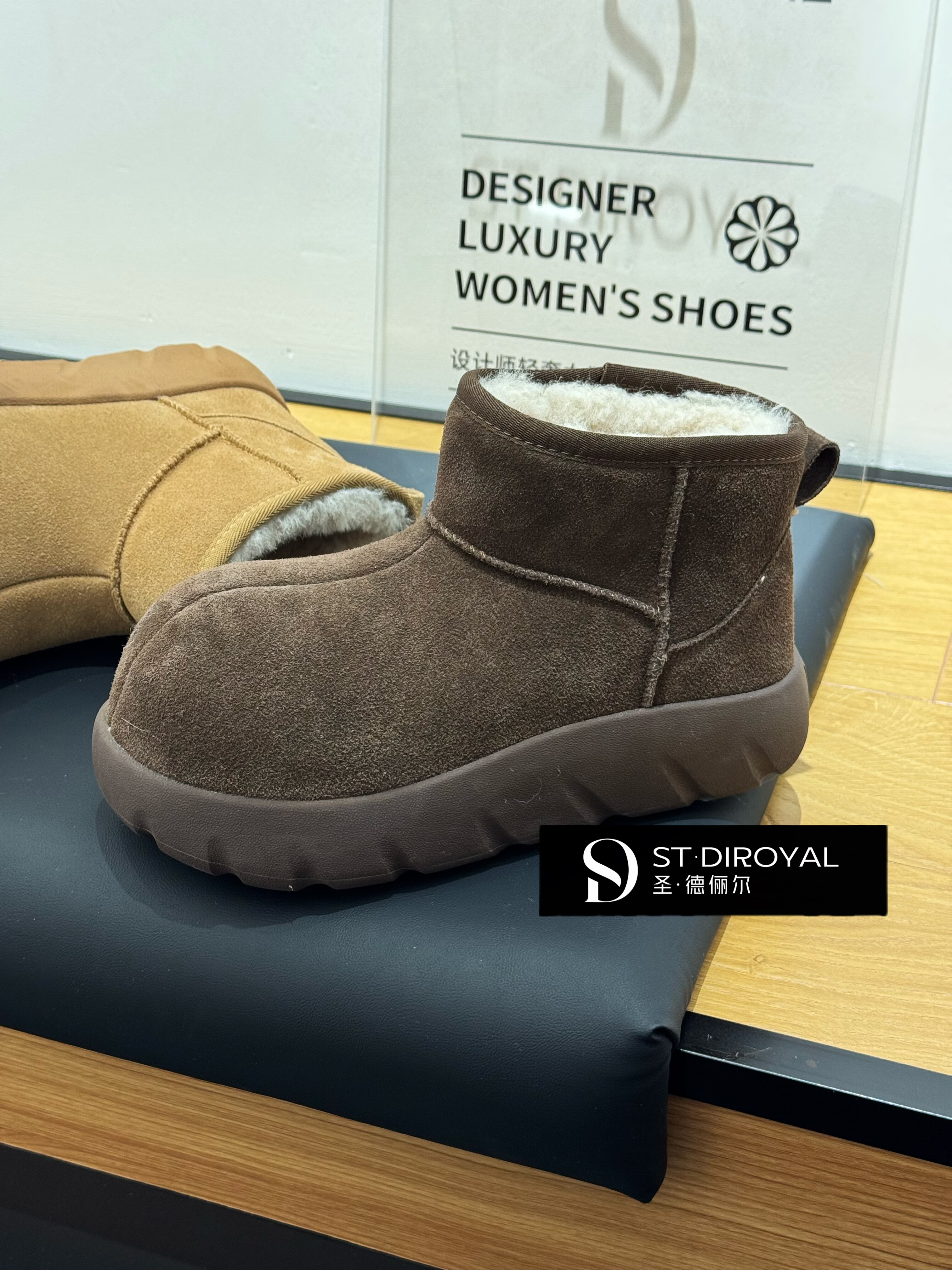 圣德俪尔雪地靴2025新款时尚厚底增高5cm女鞋复古百搭休闲棉鞋女