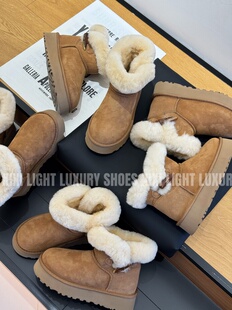 毛口中筒时髦棉靴女 厚底羊皮毛一体棉鞋 雪地靴欧洲站2025冬季 新款