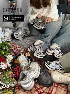 圣德俪尔女鞋2026早春新款做旧百搭休闲运动厚底增高时尚老爹鞋女