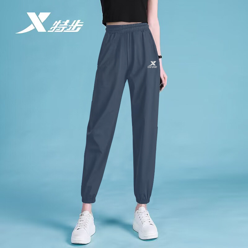 特步冰丝速干透气运动裤女图片