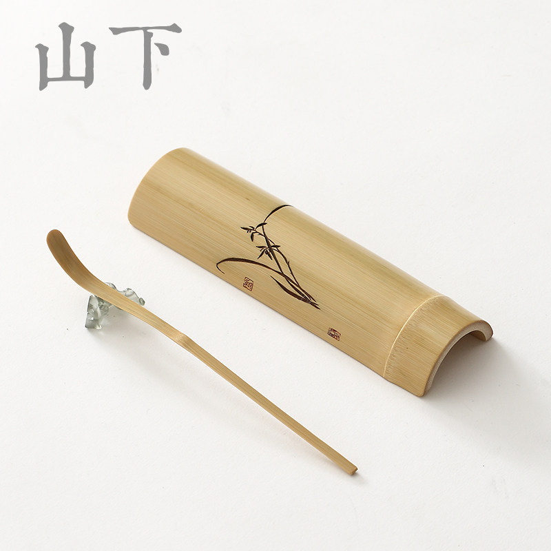 竹茶则手工雕刻竹制茶拨茶勺原竹茶荷套组茶道六君子功夫茶具配件