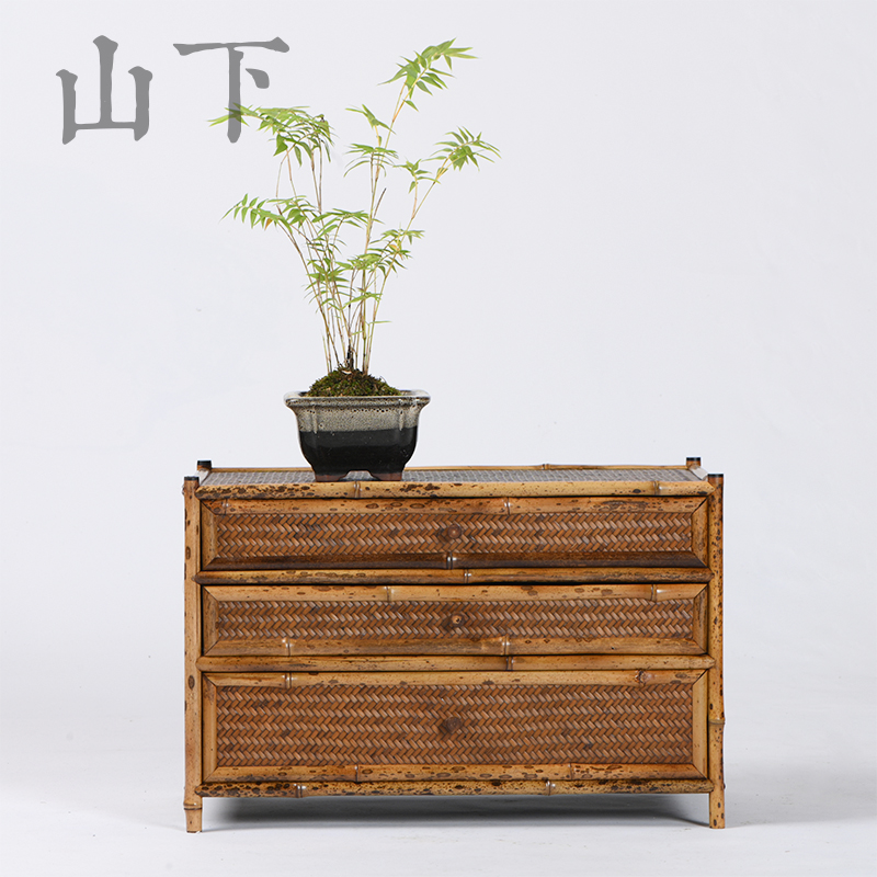 梅鹿竹茶棚竹制扇箱禅意竹博古架茶室置物架茶道收纳柜茶具展示架