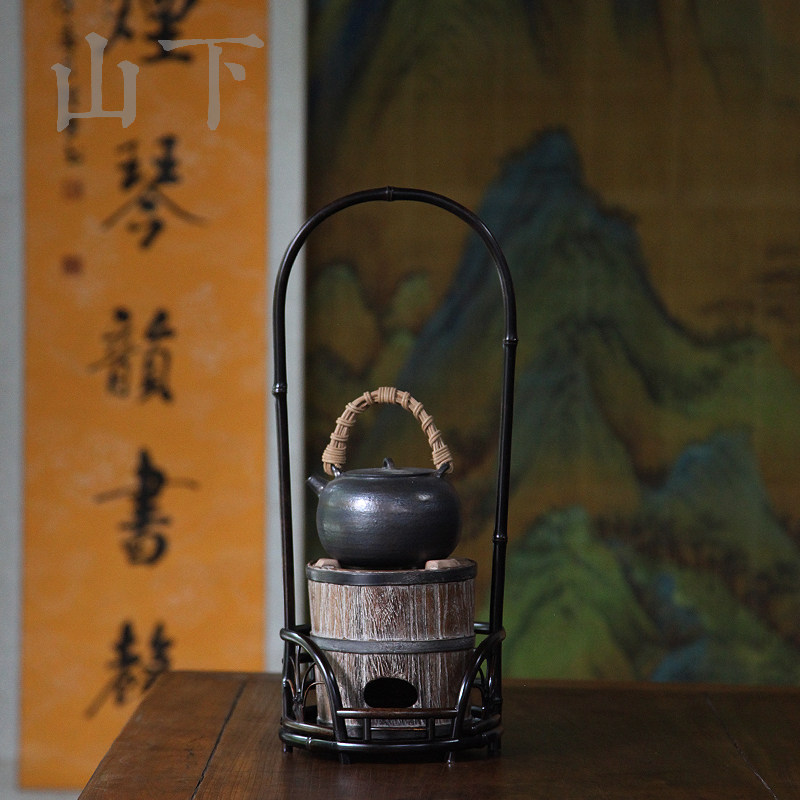 新品紫竹凉炉架梅鹿竹凉炉台仿古花架插花台茶棚精品茶道花道配件