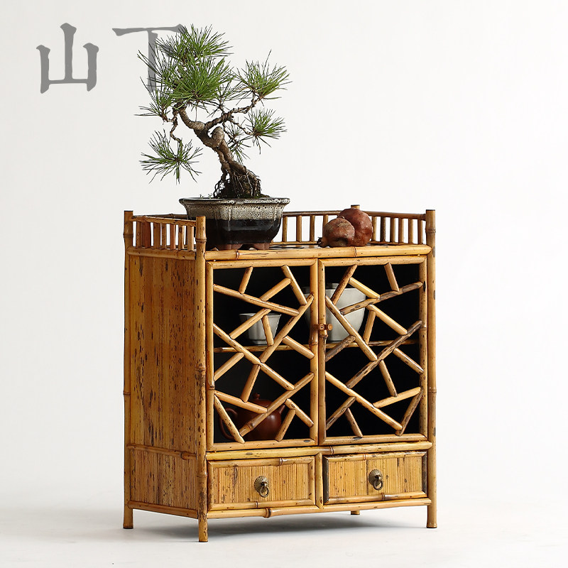 梅鹿竹茶棚桌面竹多宝阁禅意博古架茶具架子普洱茶收纳柜茶道配件