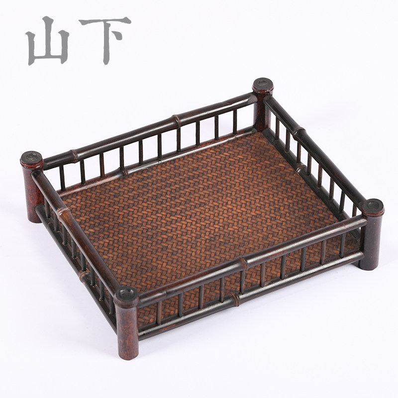 紫竹收纳盘竹编席面茶托盘茶叶罐茶道/零配
