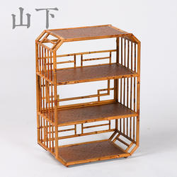湘妃竹茶棚禅意竹博古架茶具展示架置物架茶道器具大漆茶柜收纳柜