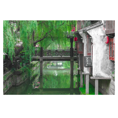 上海枫泾古镇古城小镇建筑画海报画房间卧室旅游景点景区墙贴贴画