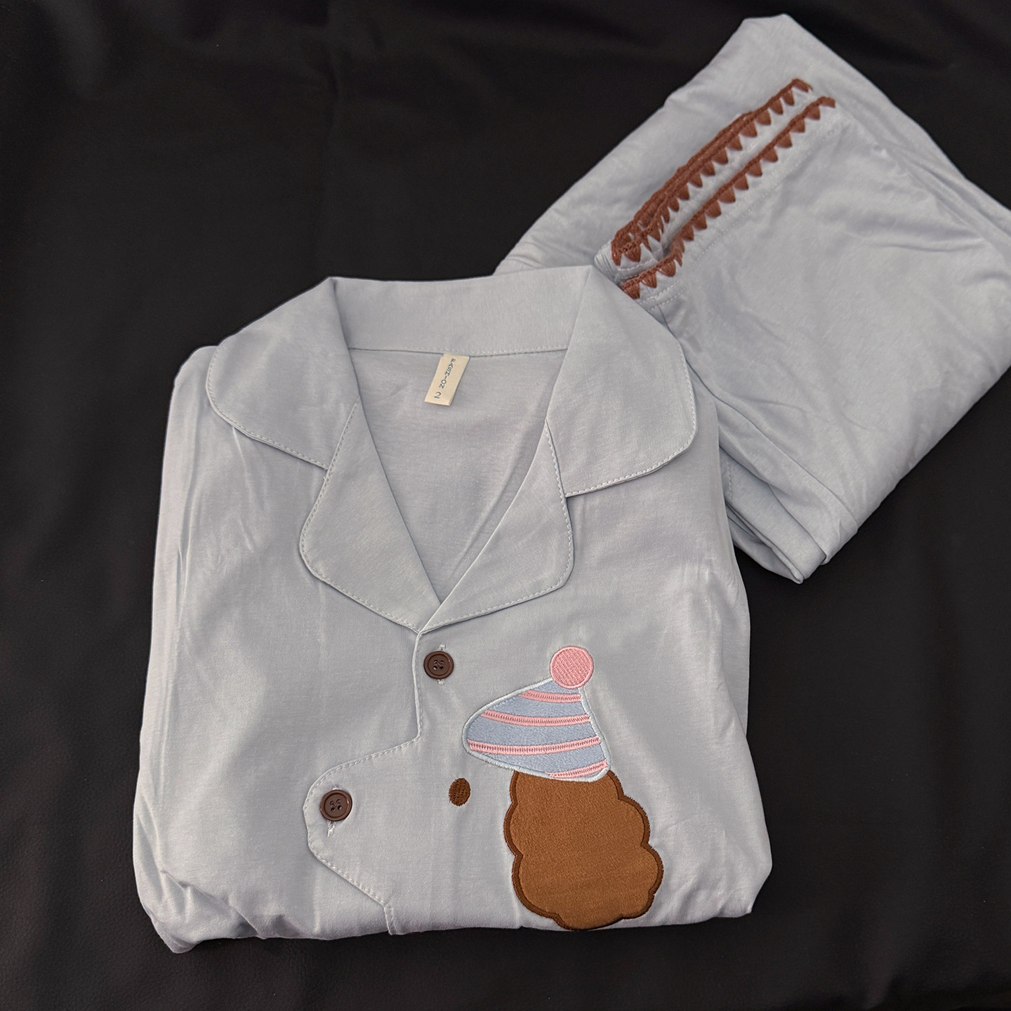 奶蓝可爱男士睡衣女情侣长袖春秋薄款纯棉小狗鼻子开衫家居服套装