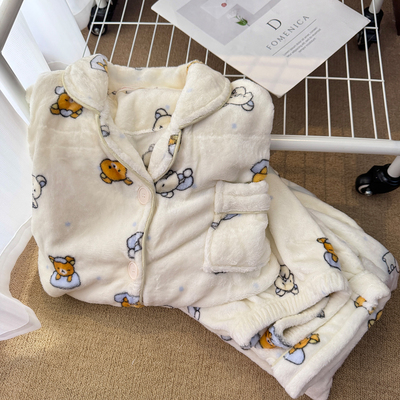 轻松熊珊瑚绒睡衣女冬季家居服