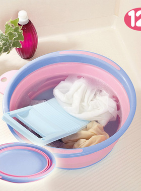 日本进口ISETO硅胶折叠大容量水盆脸盆洗衣盆洗脚盆便携易收纳12L