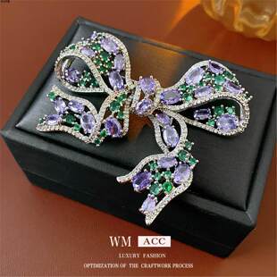 闪锆镂空蝴蝶结胸针时尚 设计感配饰brooch 轻奢高级感创意胸花法式