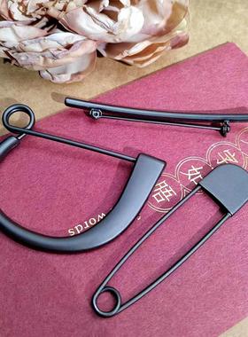 新哑光枪色合金电镀大别针高端外套大衣扣针毛衣别针safety pin