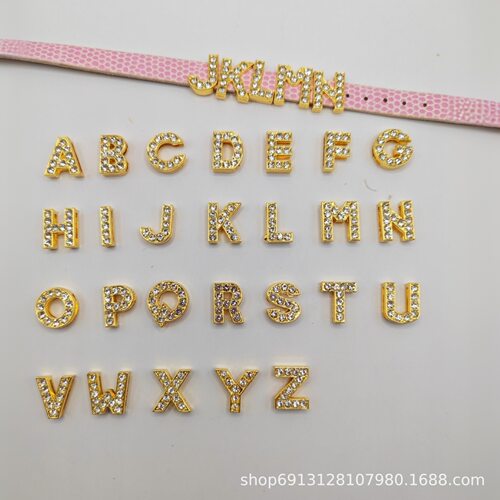 10mm金色欧美26字母吊坠手链