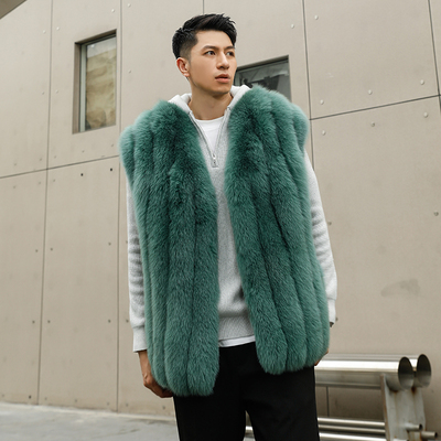 狐狸毛皮草男外套2025秋冬新款皮毛一体马甲真皮真毛海宁皮草大衣