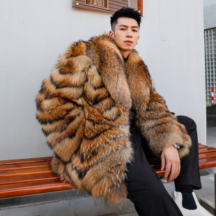 由派头2026冬季 皮毛一体原生态进口貉子毛皮草外套男真皮大衣 新款