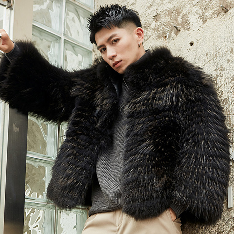 由派头原创原生态皮毛一体男皮草短款海宁真皮皮衣男貉子毛大衣冬