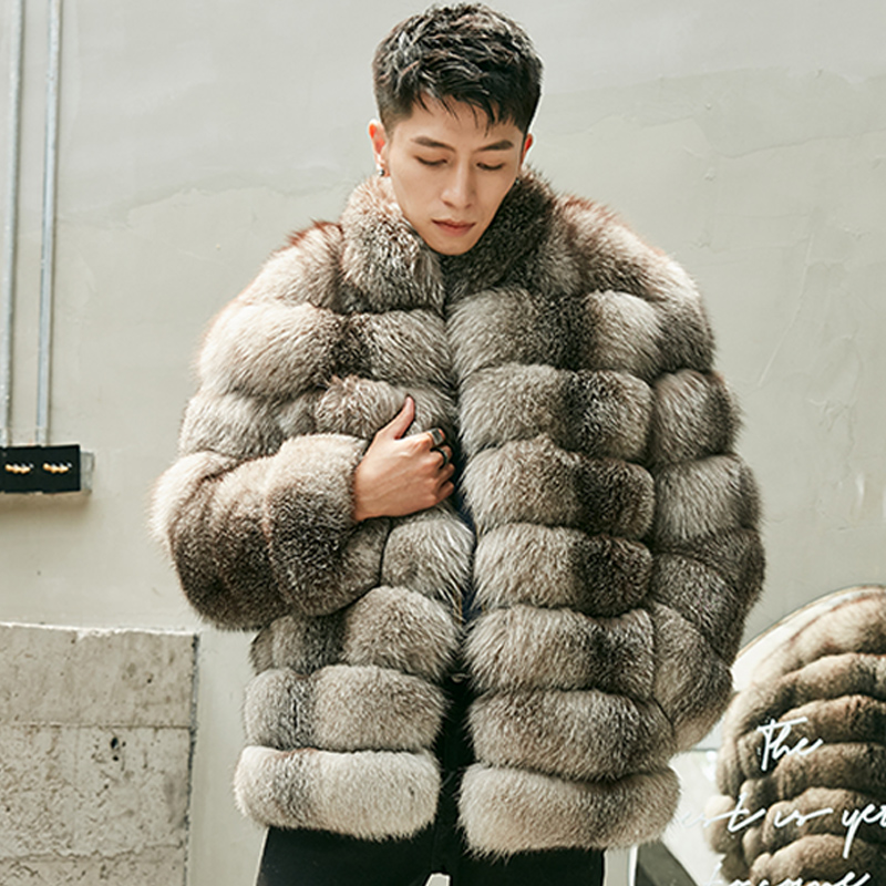 皮毛一体男狐狸毛皮草外套