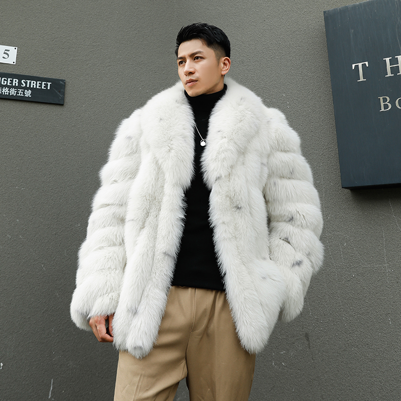 由派头男士狐狸毛皮草外套